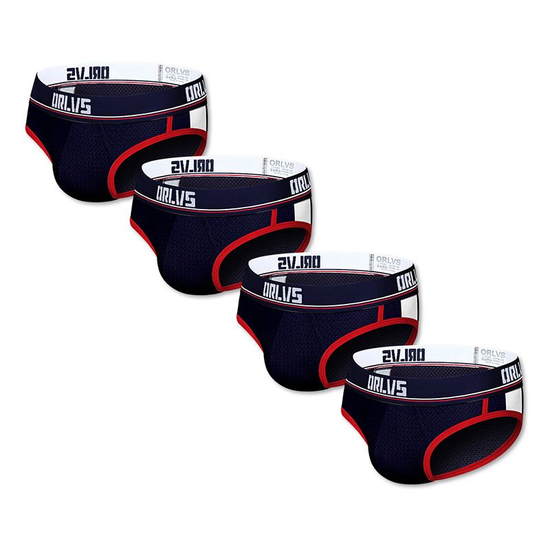 CMENIN ORLVS 4Pcs Cotton Stripe Soft Underwear Men Jockstrap U Convex Briefs Mens Underpants Man OR192