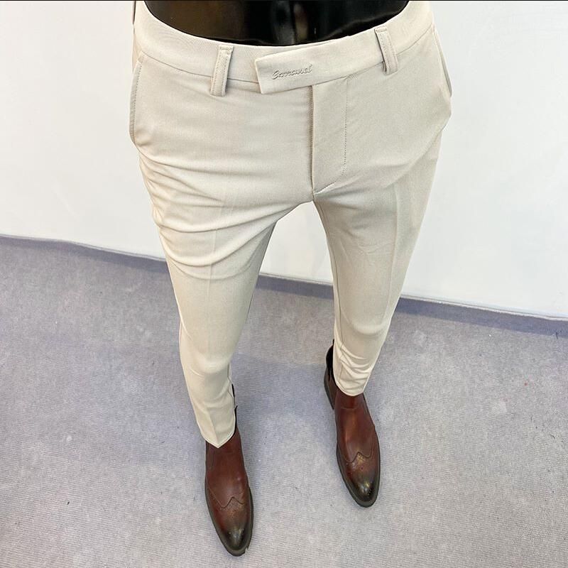 2021 Men's Suit Pants Formal Pants High Quality Solid Color Business Fashion Casual Slim Fit  Trouser Men's Clothing Dress Pants