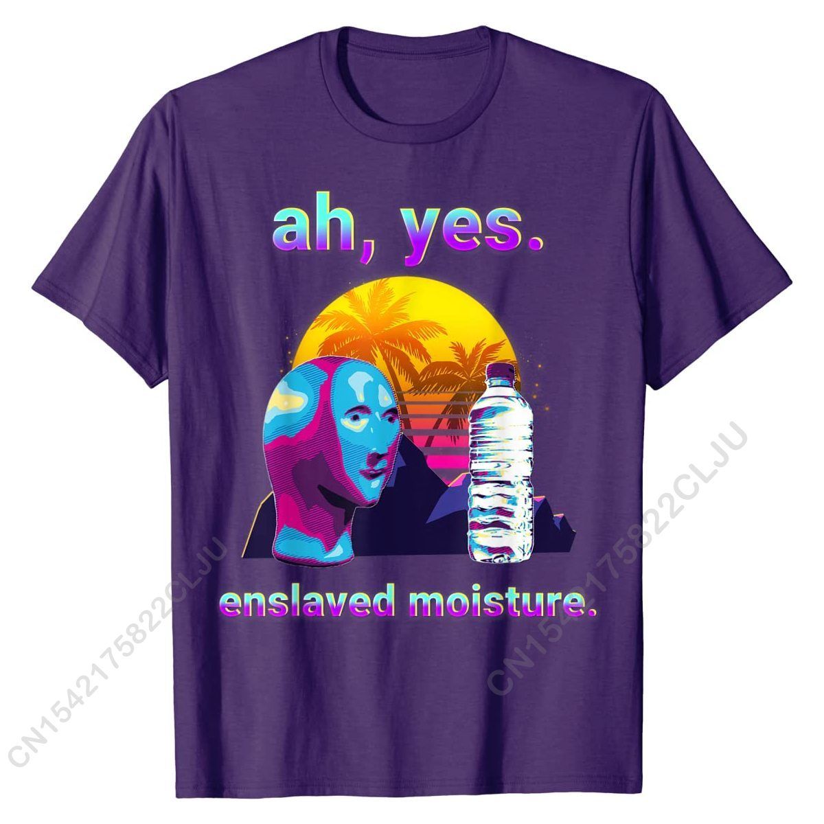 Ah Yes Enslaved Moisture DaMeme Retro 80s Vaporwave T-Shirt Men Company Camisa Tops Shirt Cotton Tshirts Casual