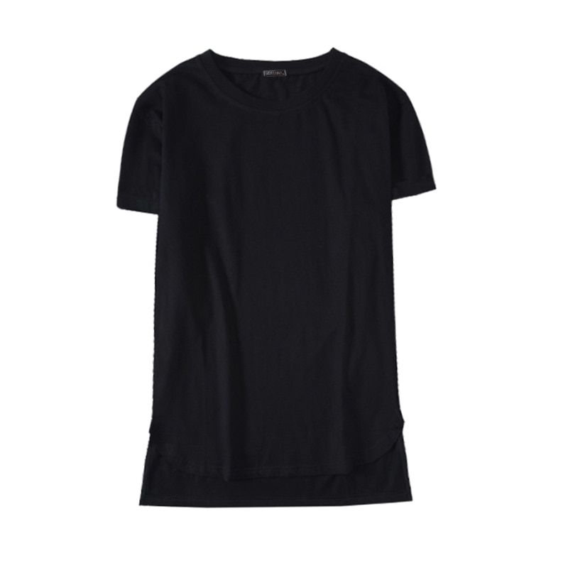 hop Extended High Street T Shirt Men Fashion Street Uni Short sleeve Tshirt Long line Streetwear Oversize Men's T-shirt