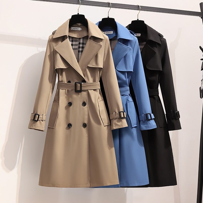 New Spring England Style Women Windbreaker Loose Medium and Long Elegant Belt Coat Female Casual Long Trench Coats Mujer