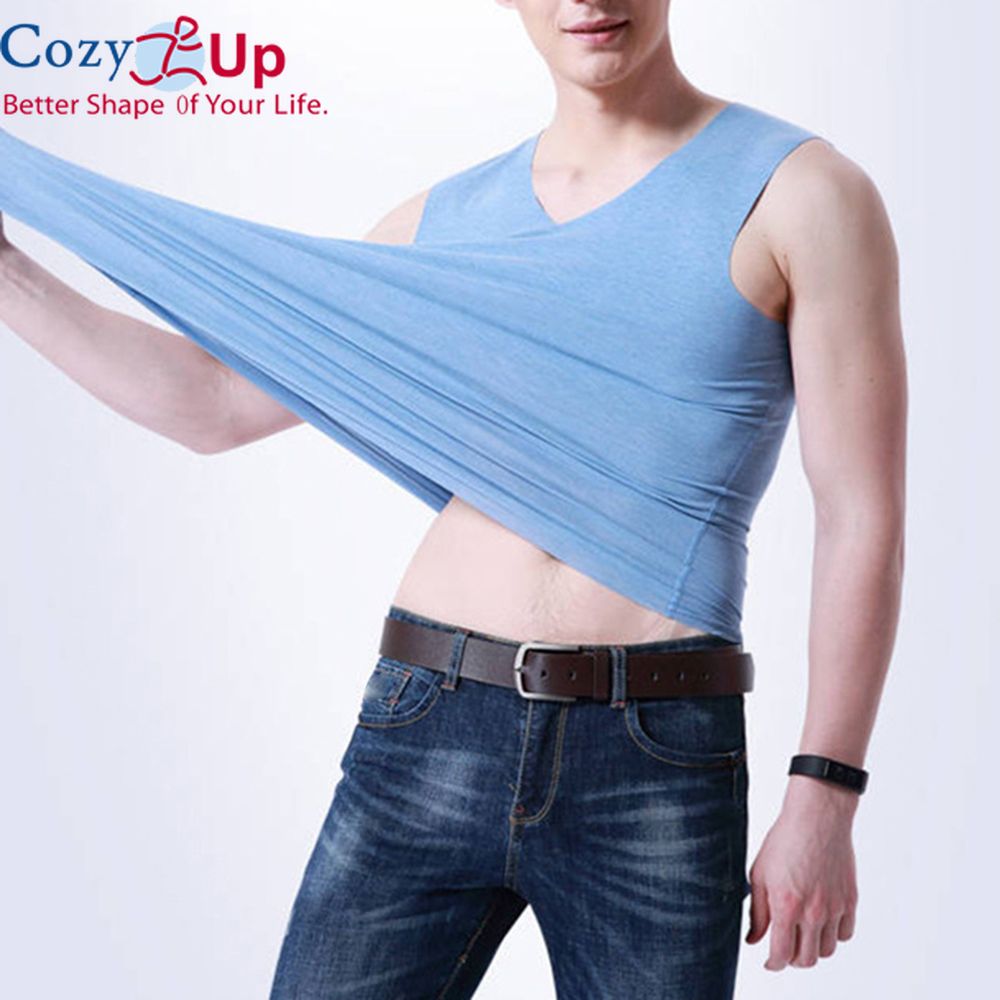 Vest Tank Sleeveless Undershirt Men Sporty Solid Color Sleeveless V Neck Slim Seamless Top Vest