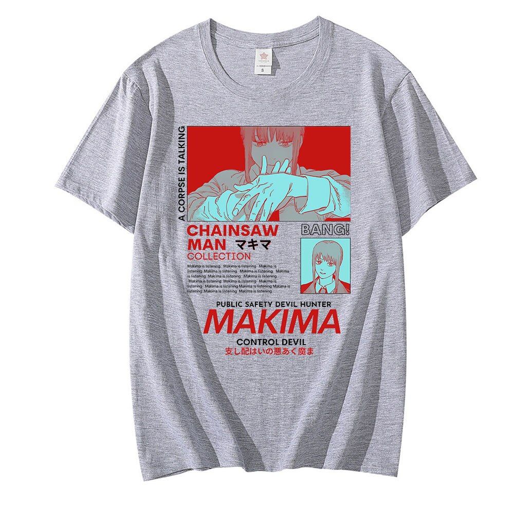 Chainsaw Man MAKIMA Jnese Anime T Shirt Men Manga Graphic Tees Tops  Funny Cartoon T-shirt UniHop T-shirts Male