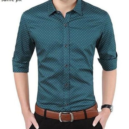 Green Ball Printed Formal Shirt for Men