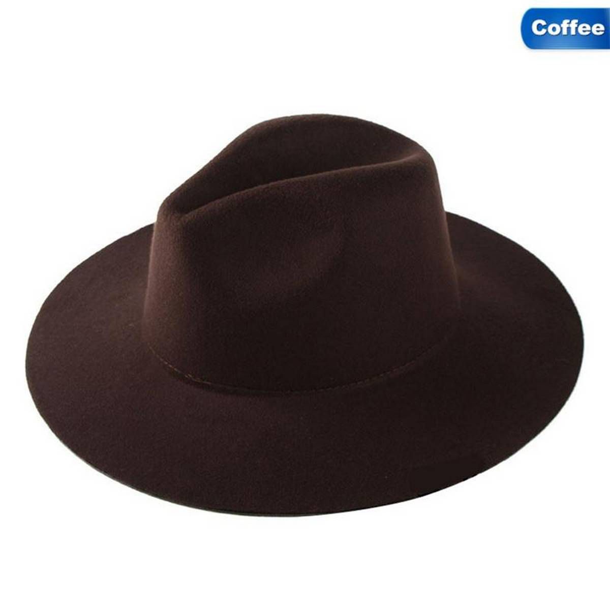 Large Brim Felt Hat Caps Fedoras Floppy Jazz Hat Vintage Hats