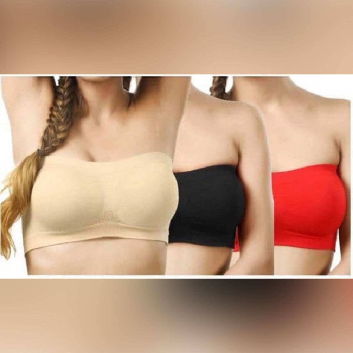 Multi Color Cotton Tube Bra For Women - 3Pcs