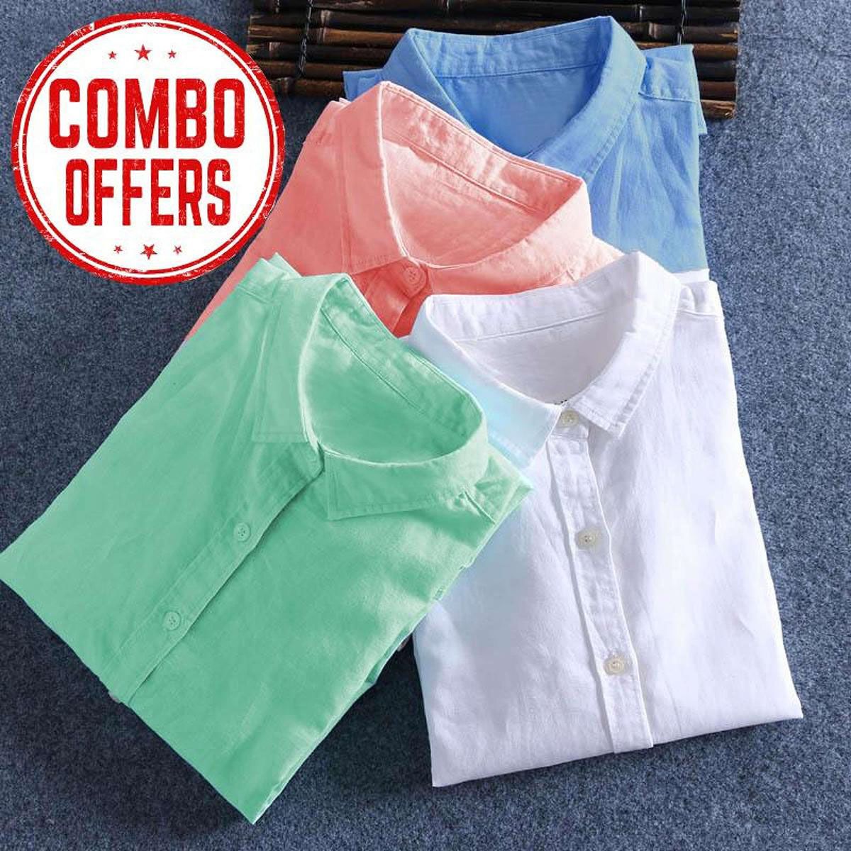 Pack of 4 Cotton Comfortable Long Sleeves Casual Shirt For Men (Export Quality)