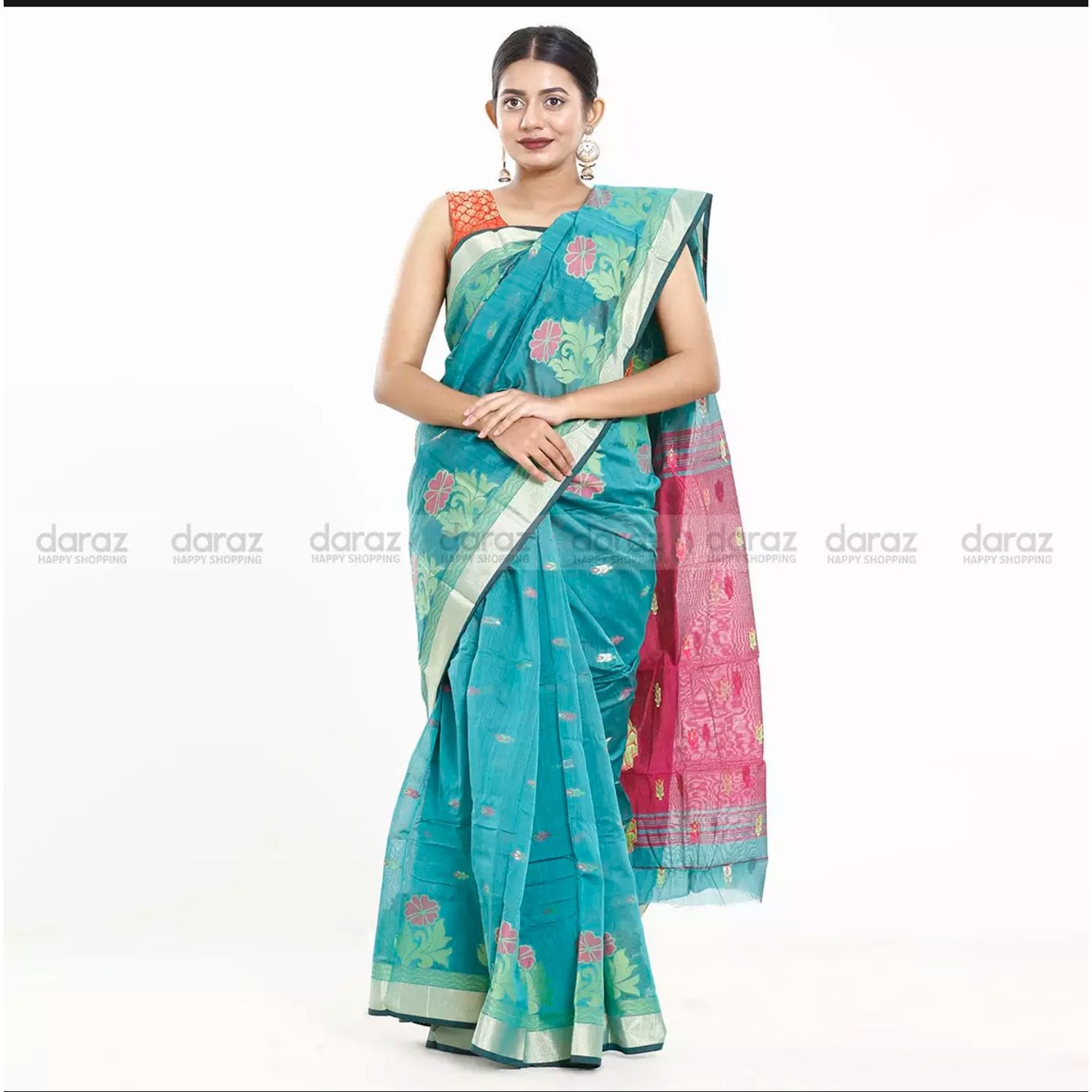 Multicolor Half Silk  Saree  For Women (from Tangail)