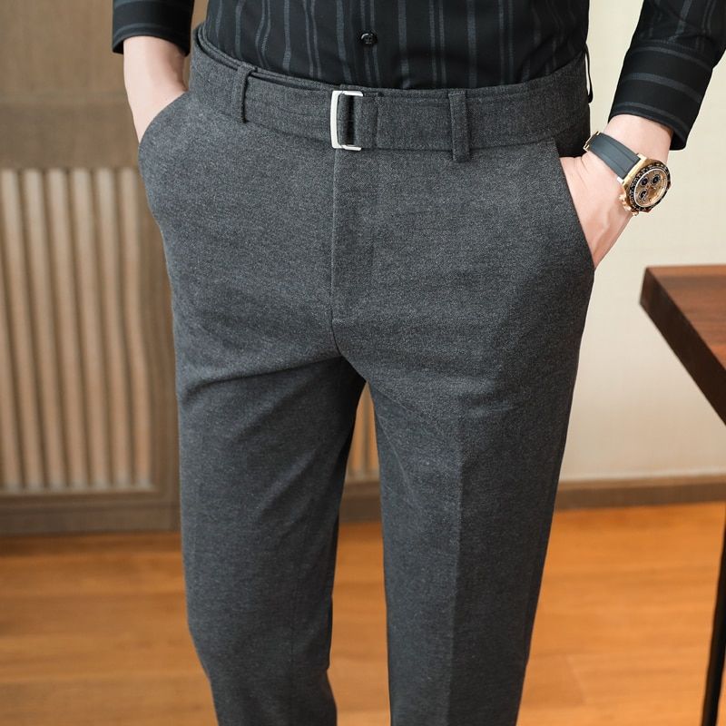 Men's Fashion Casual Pants Social Business Slim Fit Tight Long Trousers Elasticity Formal Office Suit Dress Streetwear Clothing