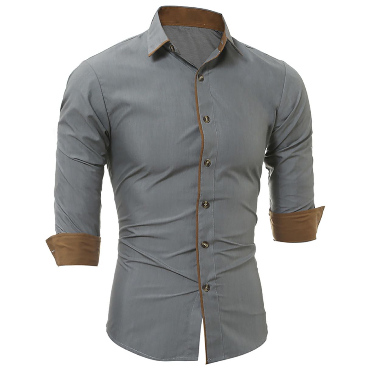 Casual Men Solid Color Long Sleeve Buttons Down Shirt Cotton Plus Size Blouse