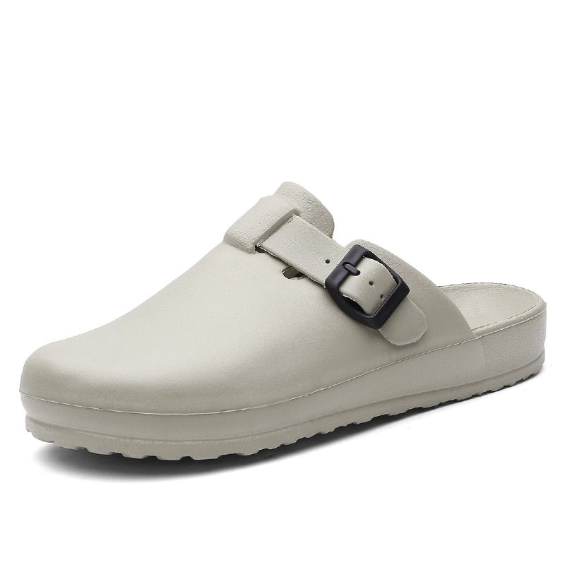 YWYGMZ Men Sandals Summer Shoes Rubber Clogs EVA Unisex Garden Shoes Black Beach Flat Men Baotou
