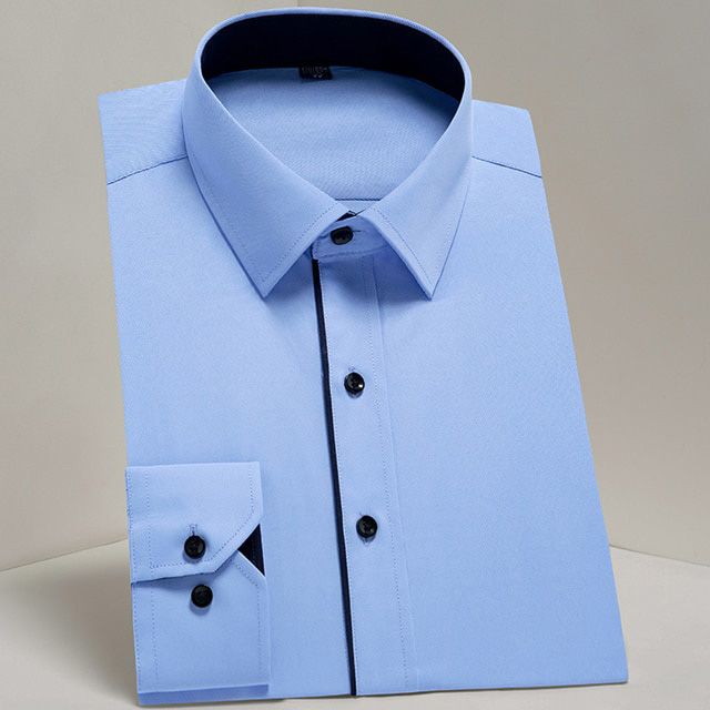 Plus Size Men's Basic Standard-fit Long Sleeve Dress Shirt Solid/striped Formal Business White Work Office Classic Male Shirt