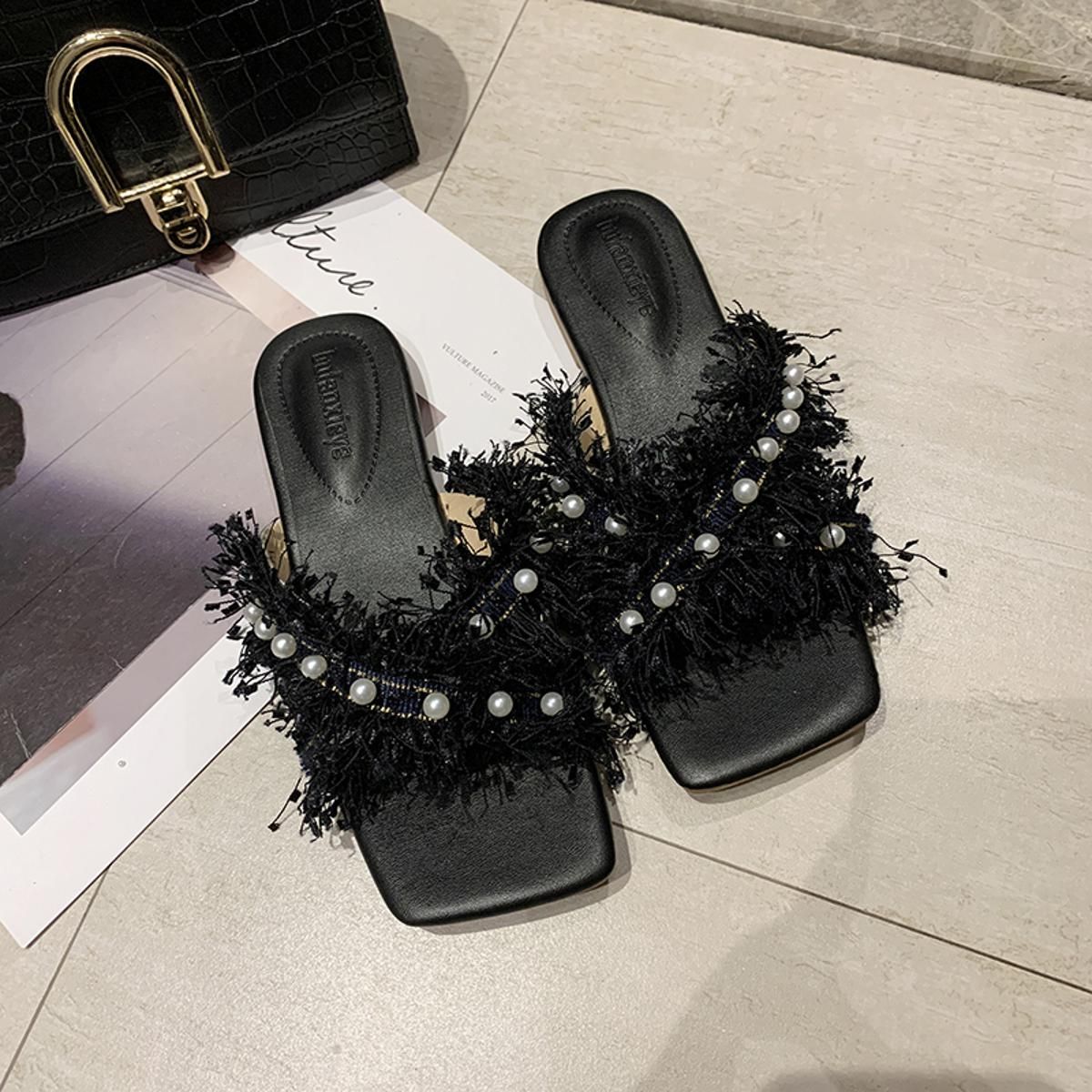 New Fashion Women Casual Slip-on Slippers Summer Outdoor Sandals Shoes Women Bead Sandals