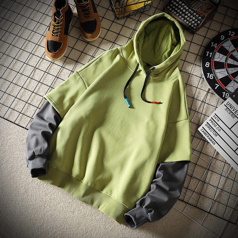 Spring Casual hoodie Personality Men Fake Two Hoodies Sweatshirts  Hop Hoodie Street Style Autumn Hoodies Sweatshirts