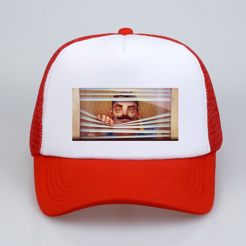 Cartoon Hello Neighbor Game Pattern Baseball caps Fans Cool Summer Mesh Trucker Caps Hat Snapback