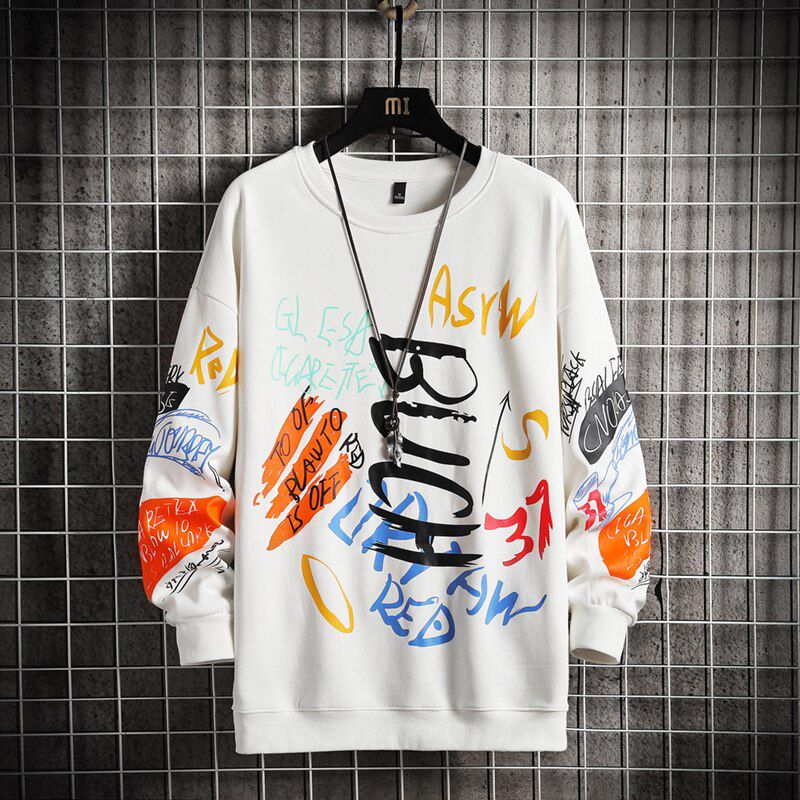 Single Road Mens Crewneck Sweatshirt Men Harajuku Oversized Sweatshirts Japanese Streetwear  Hop Black Hoodie Men Hoodies