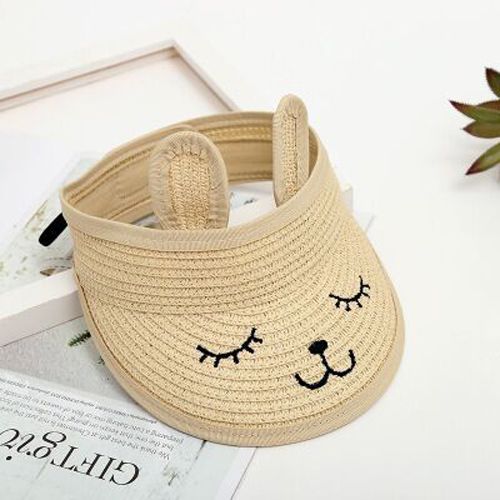 summer children's cat empty top straw hat Korean casual shade boy beach hat girl sun hat