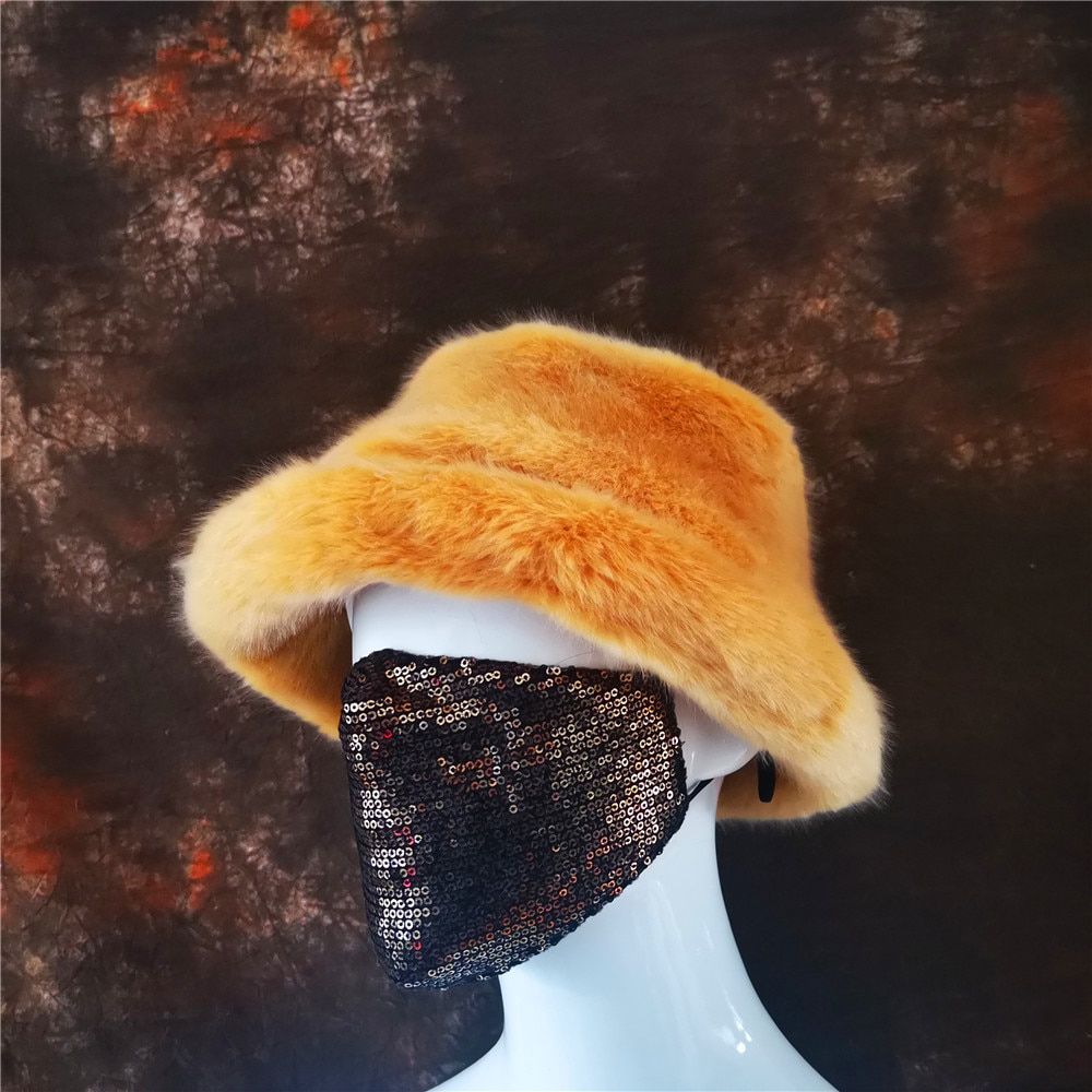 2021 Fashion Autumn Winter women Faux Bucket Hat Thickened Soft Warm Fishing Cap Outdoor Vacation Boy girls colourful hat