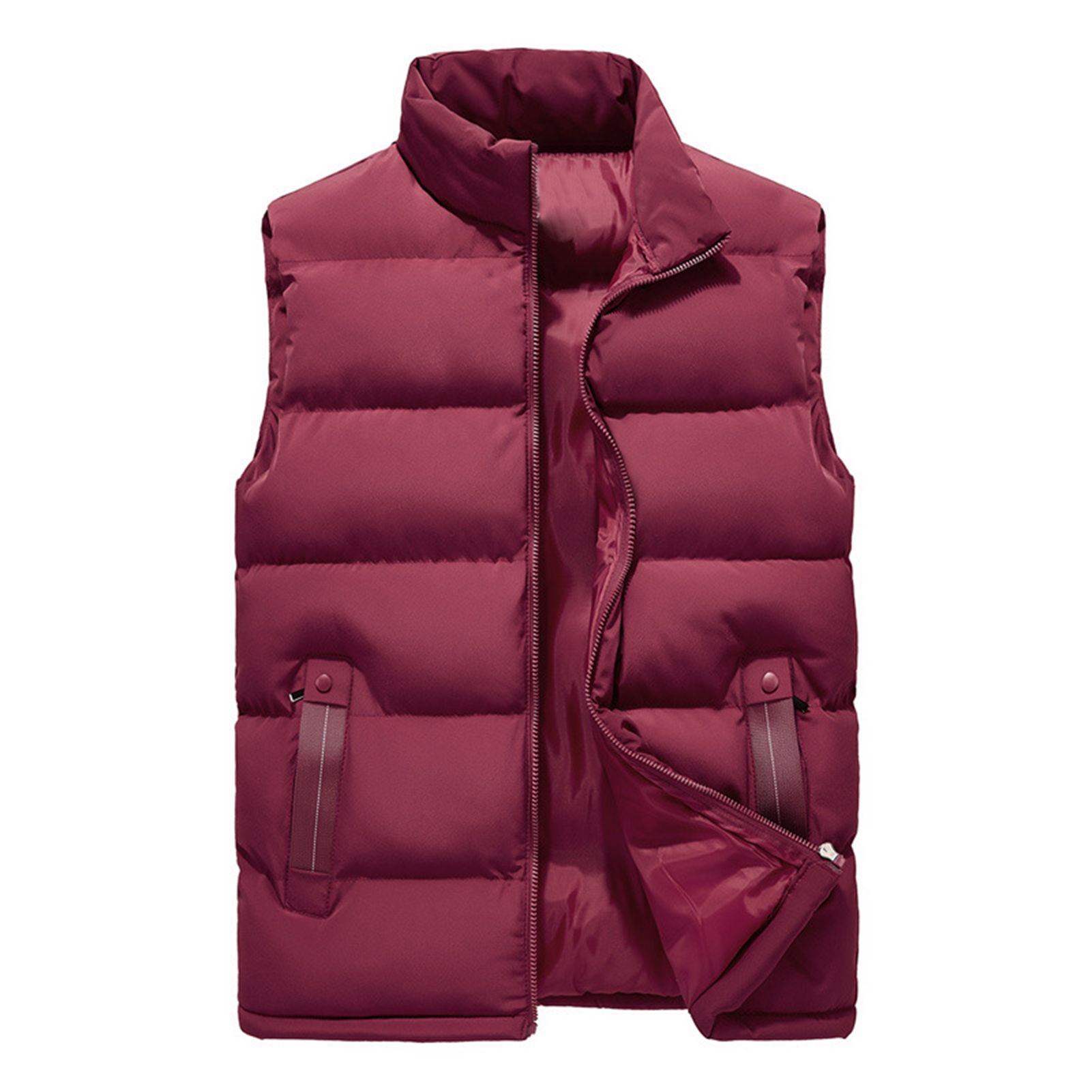 Men Waistcoat 3D Cutting Solid Color Pockets Men Waistcoat
