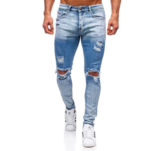 Mens Slim Fit Jeans S-3XL Size Stylish Streetwear Men's Gradient Blue Casual Leg Straight Denim Pants