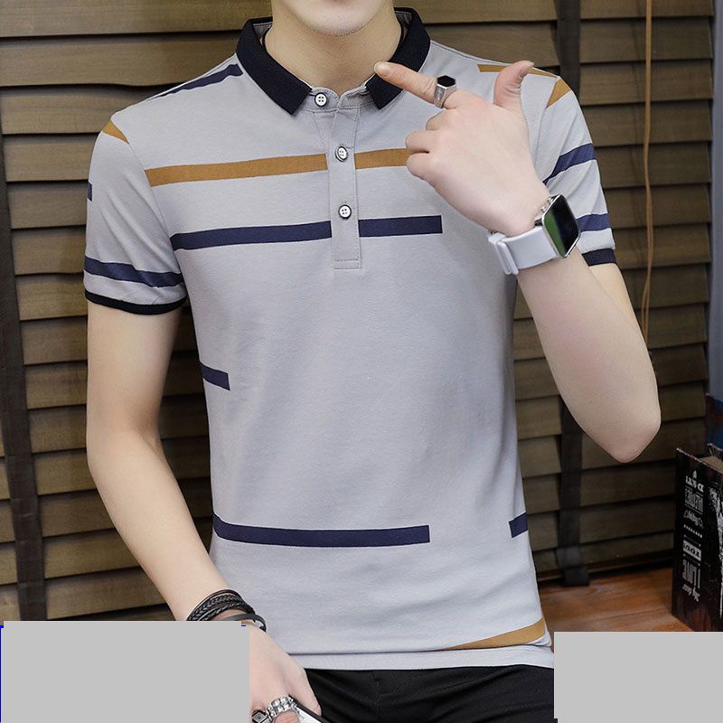 Grey Cotton Polo T Shirt For Man - Polo T Shirt For Men