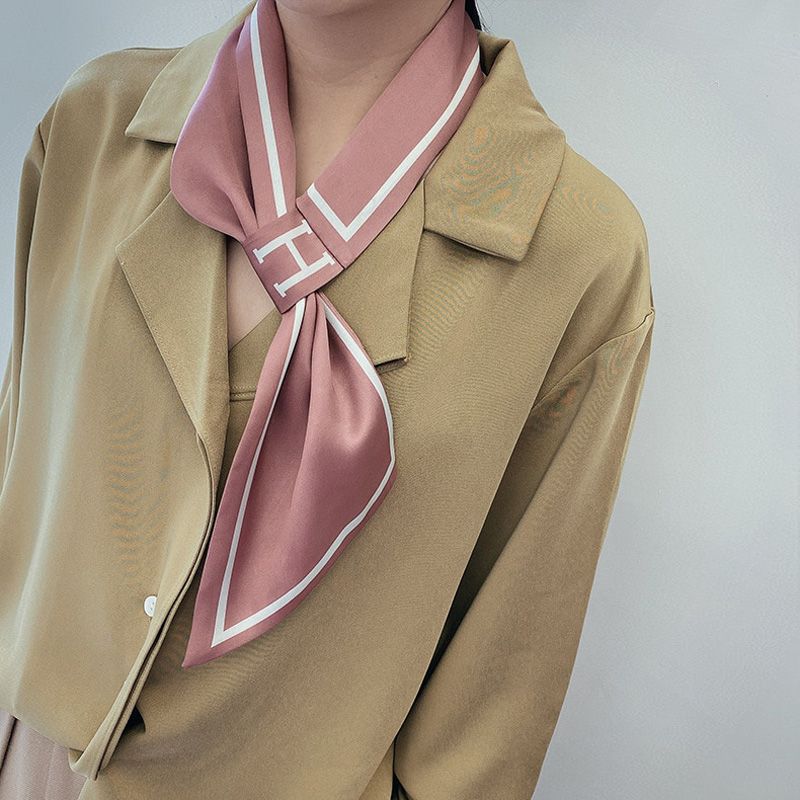 Elegant Small Vintage Skinny immitation silk Collar Scarf women Hair Band Women Head Neck scarves