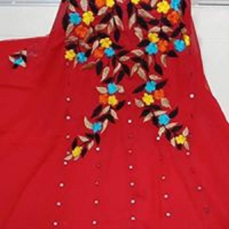 Semi Stitched Red Georgette Kurti for Women