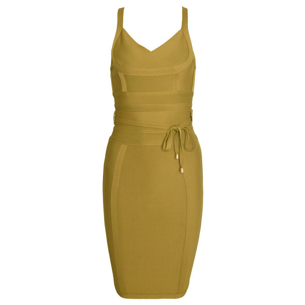 Fashion Pink Bandage Dresses WomenBelt Sashes Green White V Neck Party Club Vestidos Bodycon