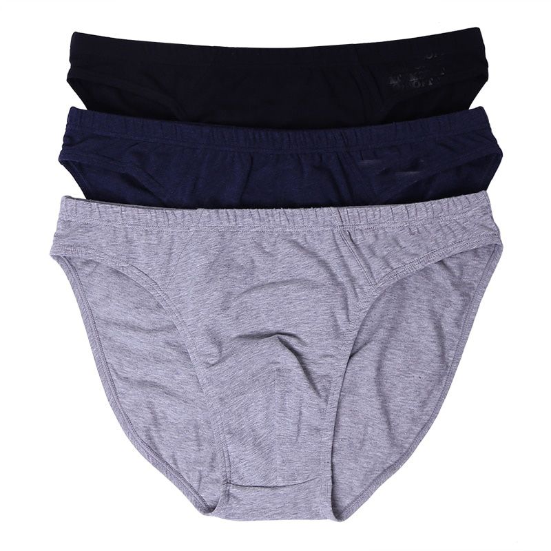 3Pcs/Pack Mens Cotton Breathable Men's Briefs Comfortable Solid Panties Men Lingerie Plus Size
