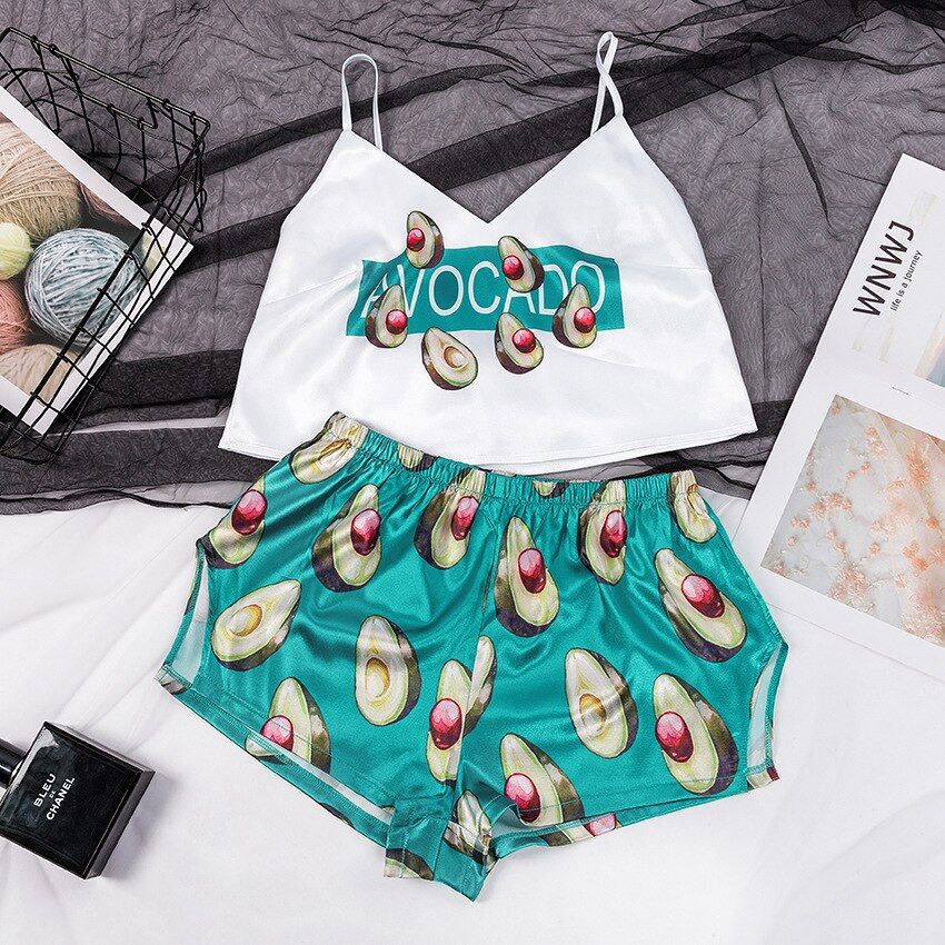 Summer y Sleepwear Satin Camisole Sleep Tops Spaghetti Strap Set Woman 2 Pieces Loose Pajamas For Women Nightgowns Shorts