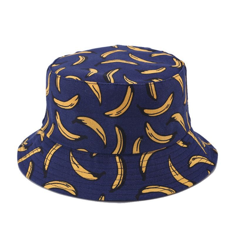 Panama Bucket Cap Unisex Cotton Cartoon Banana Bucket Hat Men Women Bob Cap Hop Outdoor Summer Fishing Hat