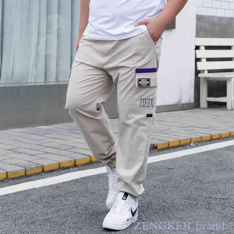 Summer casual pants men plus size ankle-length pants men's fashionckets close up sports pants thin 7XL 8XL 9XL Cargo Pants