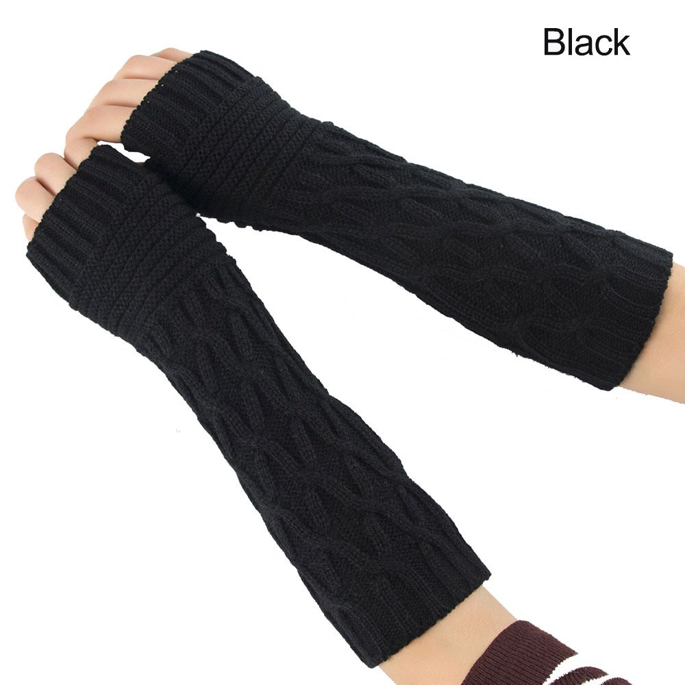 1Pair Fashion 2021 Autumn Winter  Warm Women Ladies Girl Solid Gloves Arm Warmer Long Fingerless XKnitting Wool Mittens