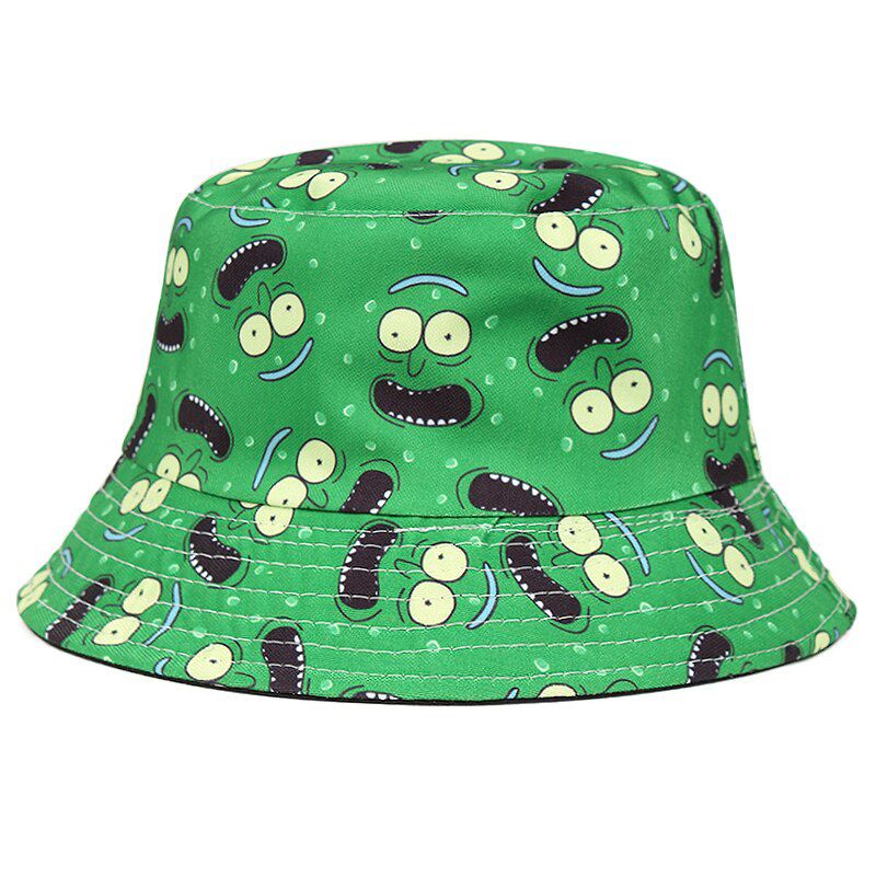 Pickle Rick Cotton Bucket Hat Rick Fishing Cap US Anime Cotton print Fisherman Hat Sun Fishing boonie Hat