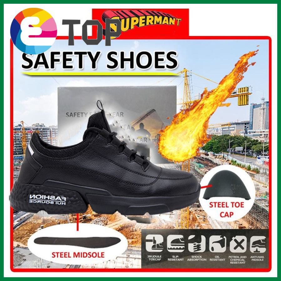 Ready StockWork Safety Shoes Men Lightweight Breathable Comfortable Steel Toe Work Shoes Anti-smashing