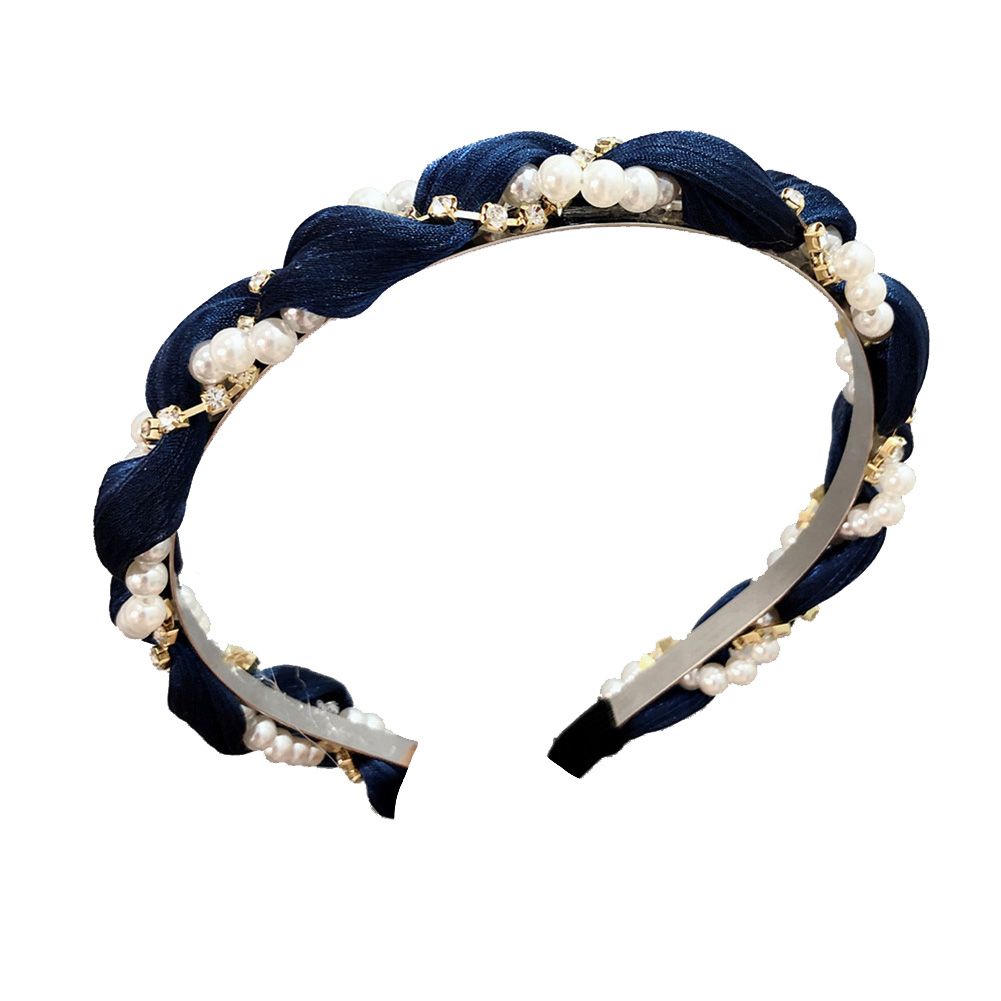 Sweet Women's Twist Headwear Faux Pearl Rhinestone Inlaid Hair Hoop Headband