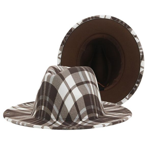 Women's Hat Fedora Plaid Dress Formal Men Caps Panama Outdoor Red Felted Hat Men Patchwork Casual New Fedoras SombrDe Mujer