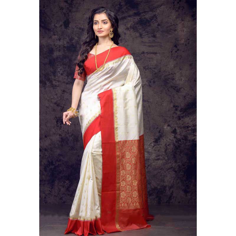 Indian Silk Katan Sharee With Running Blouse Piece For Women's By Sotota Fashion