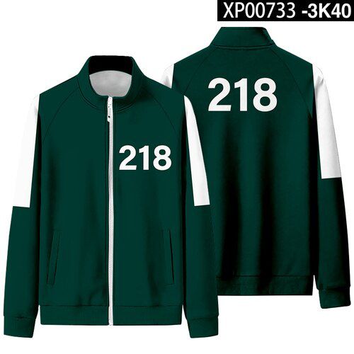Korean Survival Game Costume Men Jacket Streetwear Harajuku Male Zipper Baseball Jackets Li Zhengjae 456 218 Cosplay Sportswear