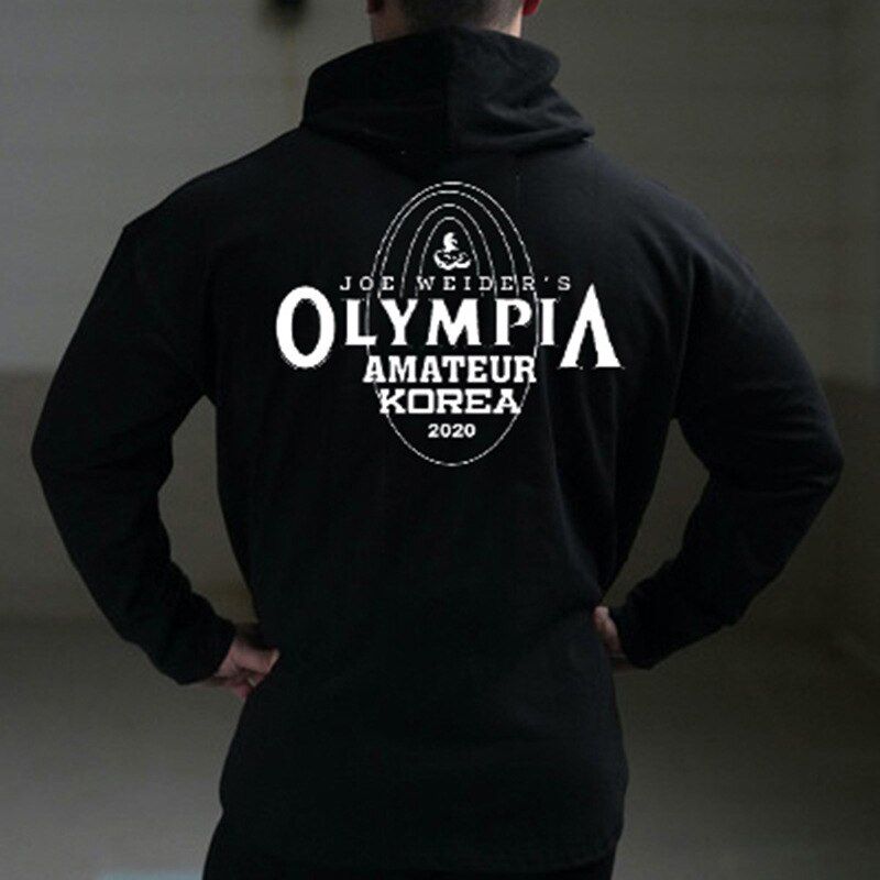 Men's Fashion Print Fitness Sport Casual Hoodie Gym Running Training Muscles Bodybuilding High Quality Cotton Jogging