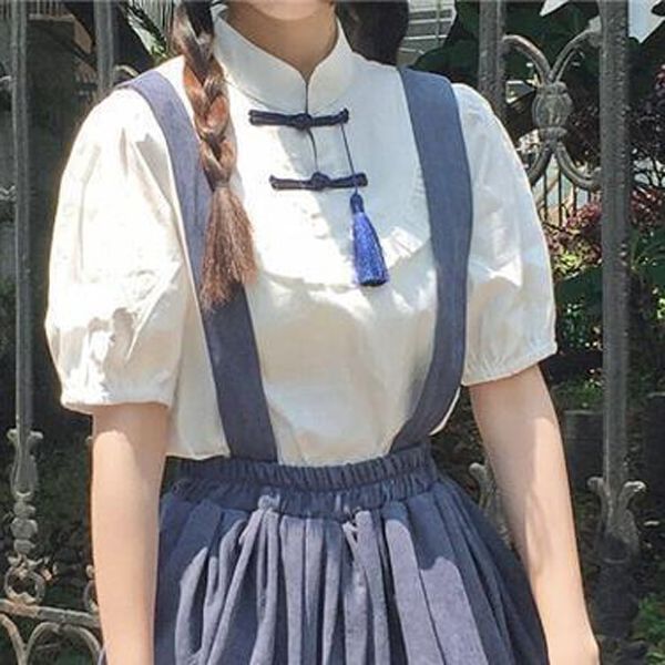 2021 Summer Dresses For Women Casual Kawaii Fairy Indie Clothes Short Sleeve Strap Maxi Dress Lolita Harajuku Cottagecore Robe