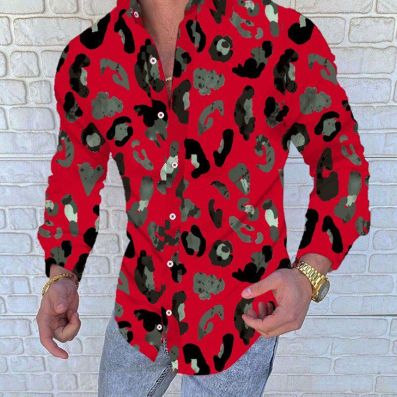 Autumn Man Vintage Tide Turn-Down Collar Shirt 2021 New Men Ethnic Print Single ed Long Sleeve Casual Shirt Poleras Hombre