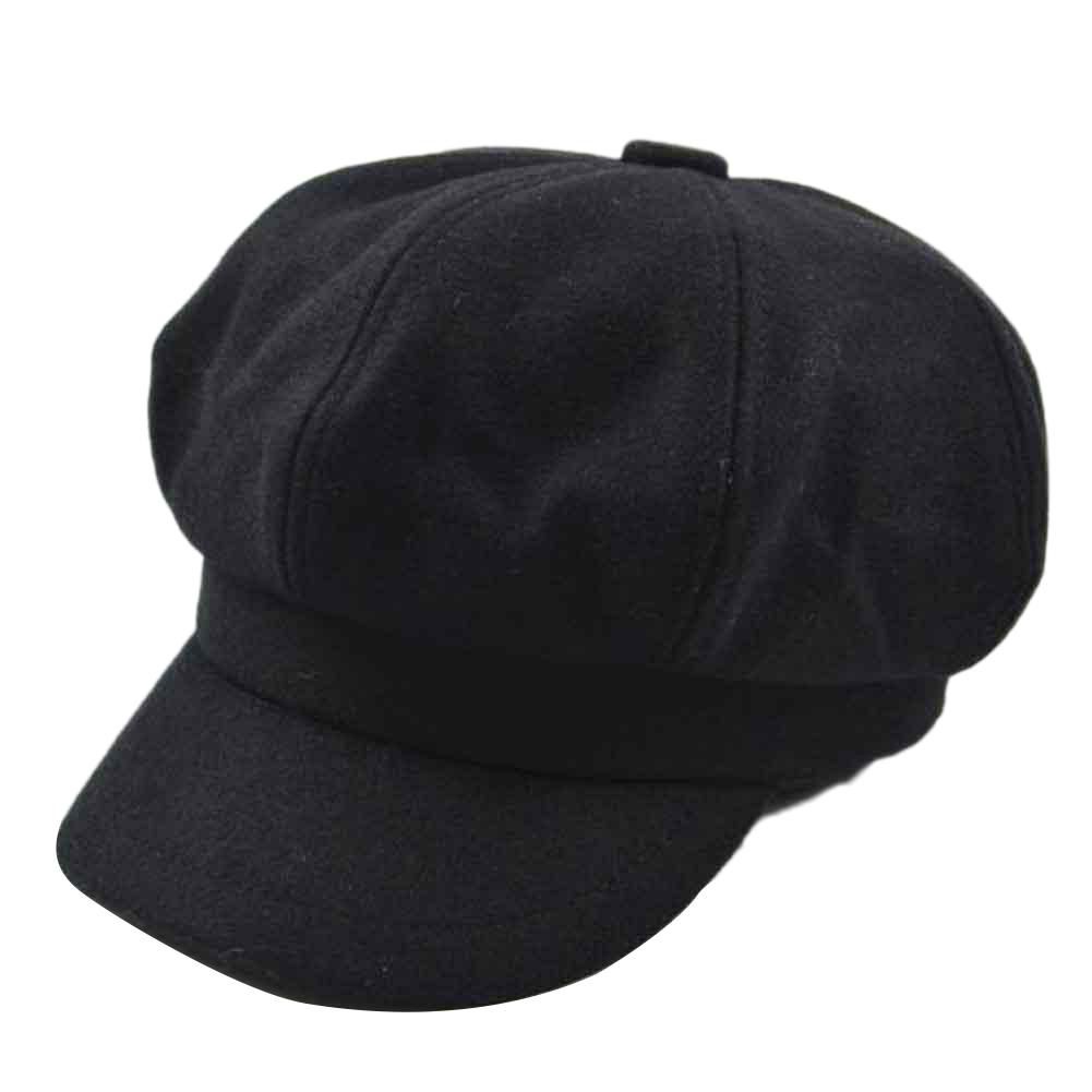 【ALLGOOD】Retro Autumn Winter  Faux Wool Solid Color Peaked Cap Flat Hat Berets