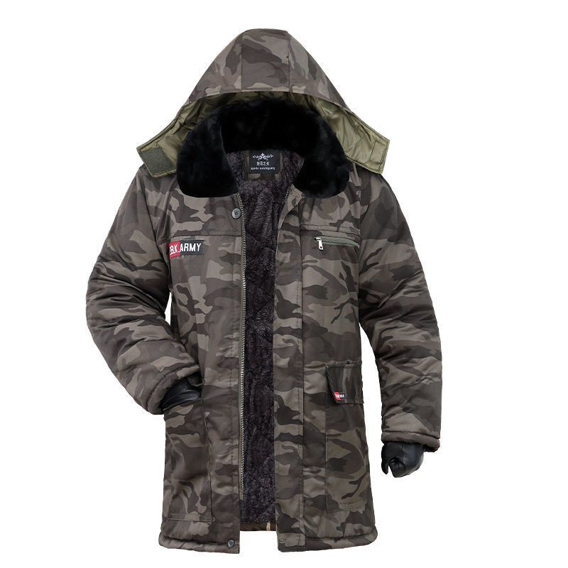 Winter Parka Men Fleece CamouflHooded Coat Cold-proof Warm Parkas CasJacket Male