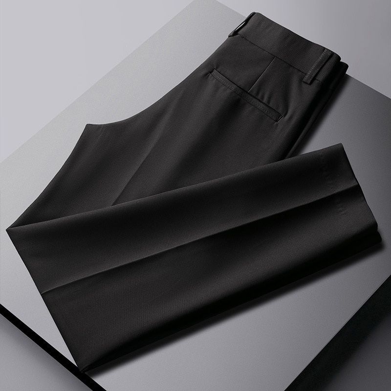 Men's Pants Casual 9 Part Slacks Summer Lightweight Breathable Cool Trousers Men Ankle Length Pleated Pants Slim Fit 2022