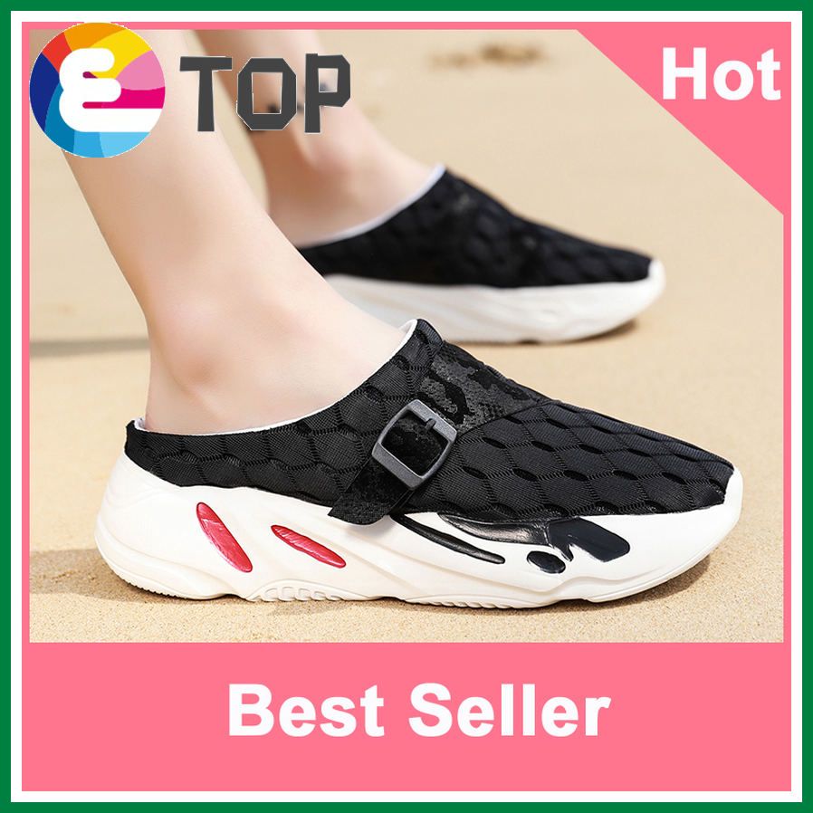 【Higher Quality】Korean Half Shoes for men Half Slippers Flat Breathable Beach Young Sandals Lazy Shoes Loafers for men New Fashion Casual Shoes