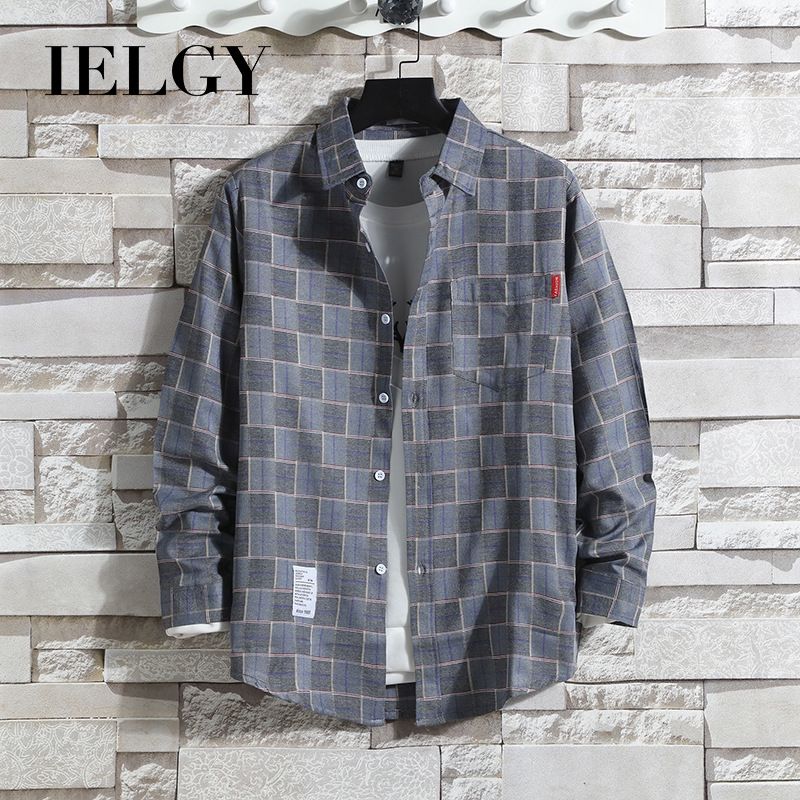IELGY Ins popular shirt new men's Harajuku plaid shirt