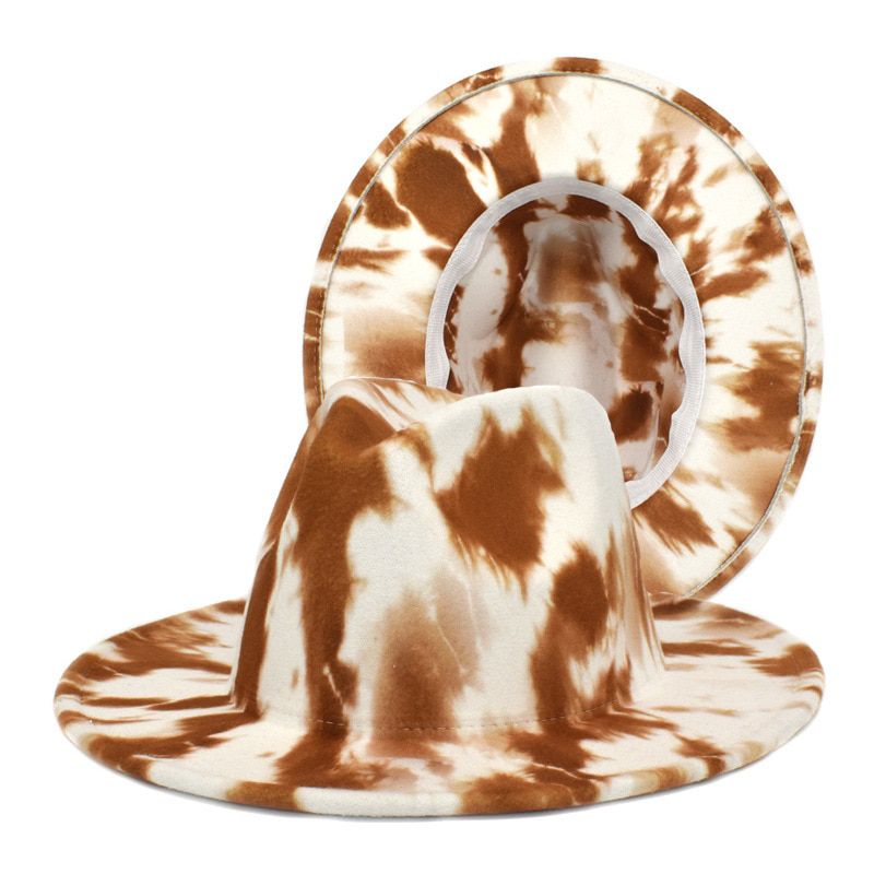 Fedora tie-dye gradient color felt bucket hat jazz top bucket flat brim big brim hat baseball cap ladies summer hat men's