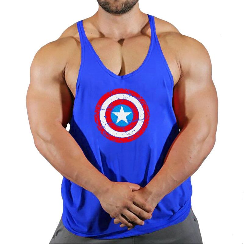 Captain Gym Cotton Singlets Canotte Bodybuilding Stringer TaTop Fitness Shirt Muscle Guys Sleeveless Tanktop
