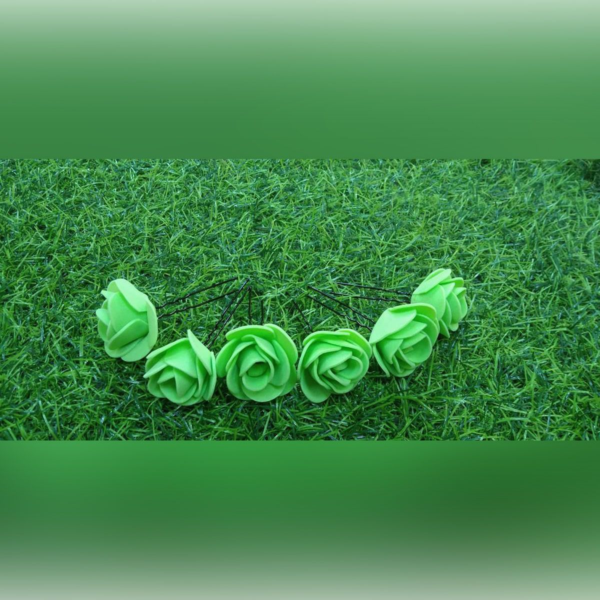 artificial Green Flower Bobby Pins, Rose Bridal Hair Pins, Bridal Hair Clip, Flower Clips, Wedding Hair Accessory, Flower Girl headpiece set of 6